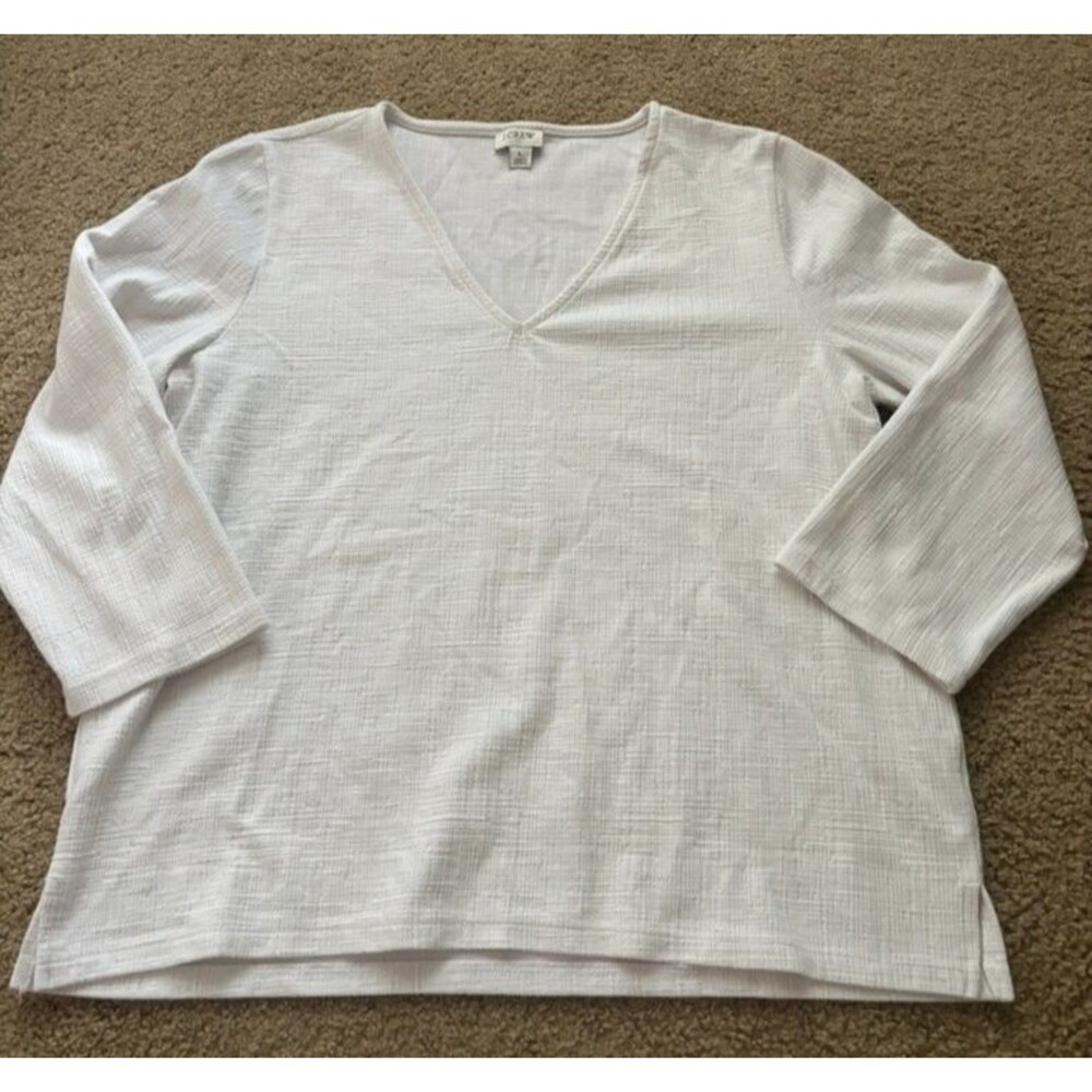 J CREW WOMENS WHITE LONG SLEEVE TOP SIZE Large Loose Casual Everyday